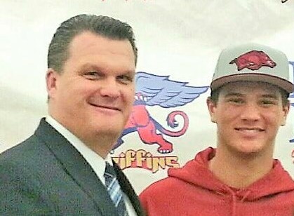 LBPD Det. Todd Johnson with Arkansas Razorbacks punter Blake Johnson